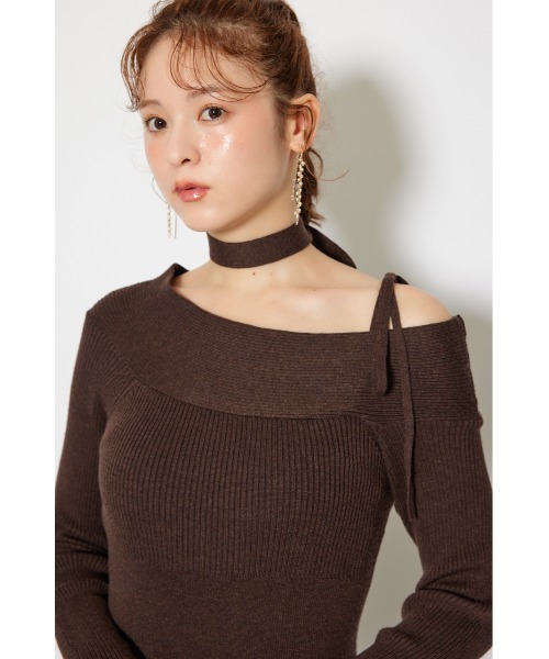 rienda（リエンダ）の「many wayワンショルニットワンピース 秋服 冬服（ワンピース・レディース・ライトブラック/ダークブラウン/ライトベージュ/ライトブルー・FREE）」の16枚目の写真