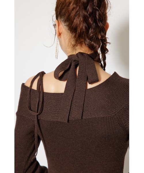 rienda（リエンダ）の「many wayワンショルニットワンピース 秋服 冬服（ワンピース・レディース・ライトブラック/ダークブラウン/ライトベージュ/ライトブルー・FREE）」の18枚目の写真