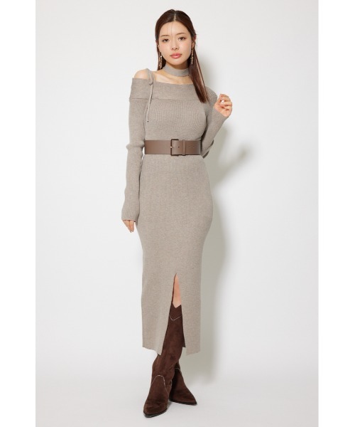 rienda（リエンダ）の「many wayワンショルニットワンピース 秋服 冬服（ワンピース・レディース・ライトブラック/ダークブラウン/ライトベージュ/ライトブルー・FREE）」の21枚目の写真