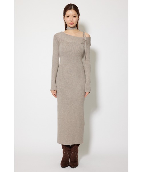 rienda（リエンダ）の「many wayワンショルニットワンピース 秋服 冬服（ワンピース・レディース・ライトブラック/ダークブラウン/ライトベージュ/ライトブルー・FREE）」の5枚目の写真