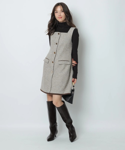 【新品未使用タグ付】Apuweiser-riche スクエアネックミニジャンスカ スクエアネックミニジャンスカ（ワンピース）｜Apuweiser-riche