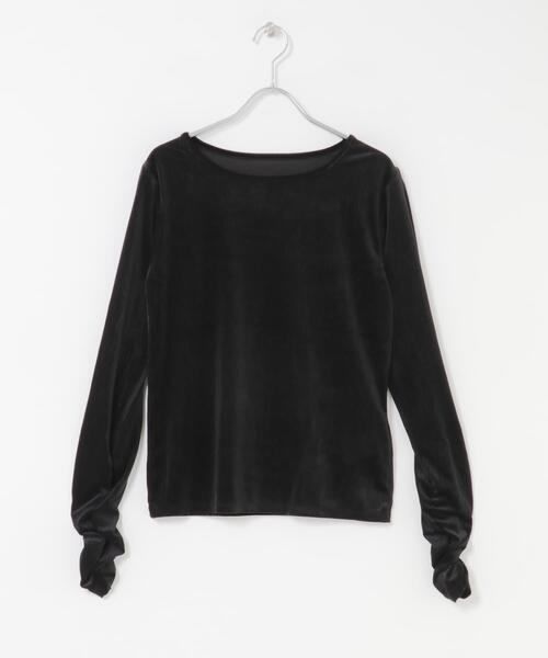 SENSE OF PLACE by URBAN RESEARCH（センスオブプレイスバイアーバンリサーチ）の「ギャザースリーブベロアTシャツ（Tシャツ/カットソー・レディース・ブラウン/ブラック/アイボリー・ONE）」の11枚目の写真