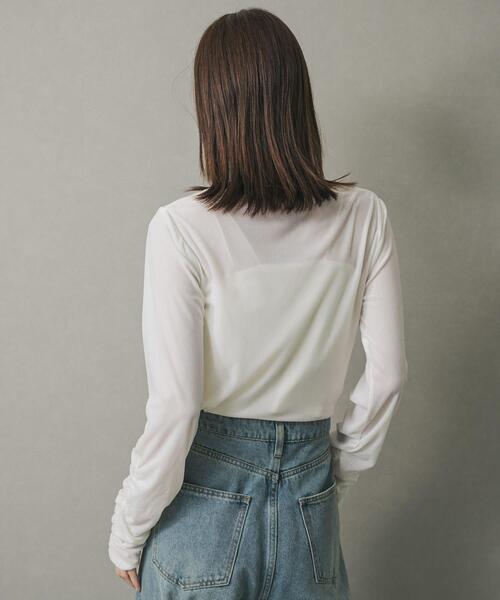 SENSE OF PLACE by URBAN RESEARCH（センスオブプレイスバイアーバンリサーチ）の「ギャザースリーブベロアTシャツ（Tシャツ/カットソー・レディース・ブラウン/ブラック/アイボリー・ONE）」の15枚目の写真