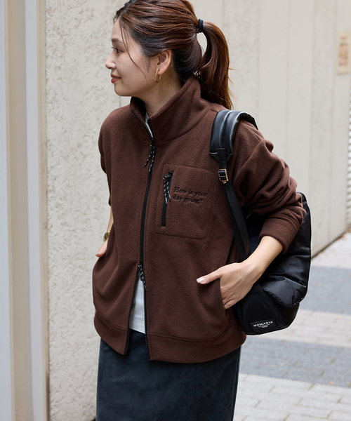 JOURNAL STANDARD（ジャーナルスタンダード）の「フリースダブルジップブルゾン（ブルゾン・レディース・ネイビー/ブラウン・FREE）」の11枚目の写真