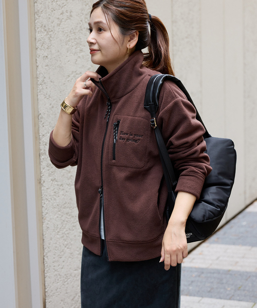 JOURNAL STANDARD（ジャーナルスタンダード）の「フリースダブルジップブルゾン（ブルゾン・レディース・ネイビー/ブラウン・FREE）」の13枚目の写真