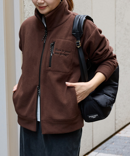 JOURNAL STANDARD（ジャーナルスタンダード）の「フリースダブルジップブルゾン（ブルゾン・レディース・ネイビー/ブラウン・FREE）」の14枚目の写真