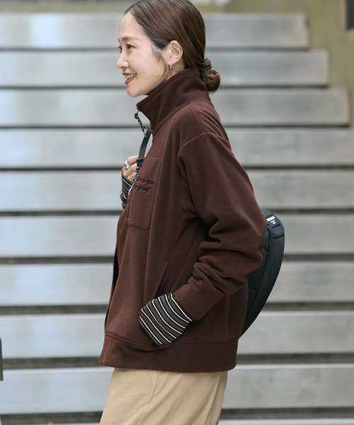 JOURNAL STANDARD（ジャーナルスタンダード）の「フリースダブルジップブルゾン（ブルゾン・レディース・ネイビー/ブラウン・FREE）」の19枚目の写真