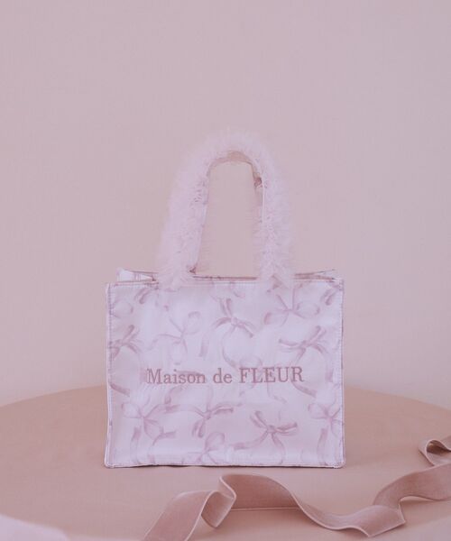 Maison de FLEUR Web限定 トートバッグ ピンク メゾン ド フルール Maison de FLEUR パイピングマルチポケット