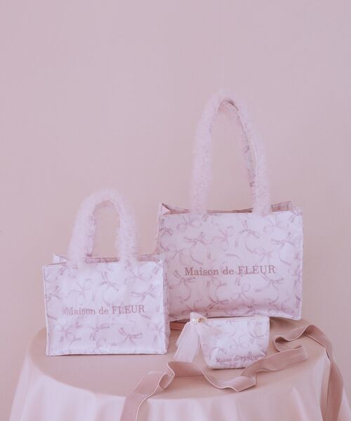 Maison de FLEUR Web限定 トートバッグ ピンク メゾン ド フルール Maison de FLEUR ブランドロゴプリント