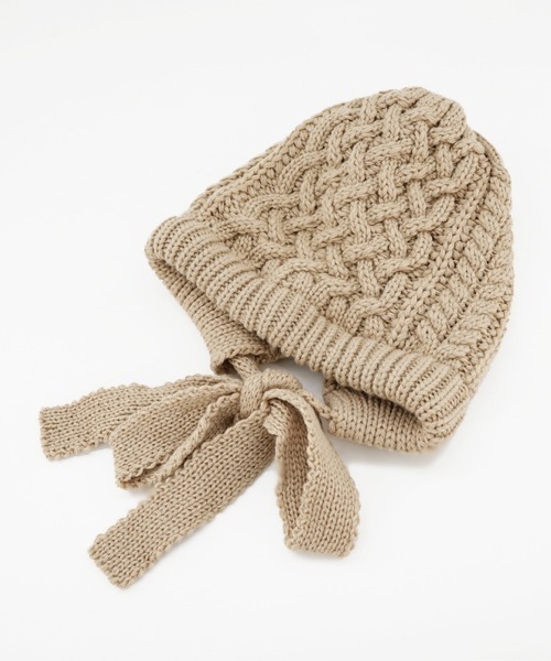 polcadot（ポルカドット）の「ケーブルニット ボンネット（ニットキャップ/ビーニー・レディース・グレー/アイボリー/ブラック/ベージュ・FREE）」の19枚目の写真