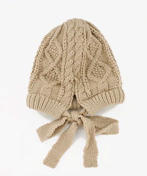 polcadot（ポルカドット）の「ケーブルニット ボンネット（ニットキャップ/ビーニー・レディース・グレー/アイボリー/ブラック/ベージュ・FREE）」の20枚目の写真