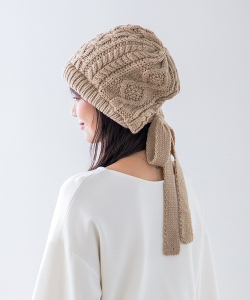 polcadot（ポルカドット）の「ケーブルニット ボンネット（ニットキャップ/ビーニー・レディース・グレー/アイボリー/ブラック/ベージュ・FREE）」の17枚目の写真