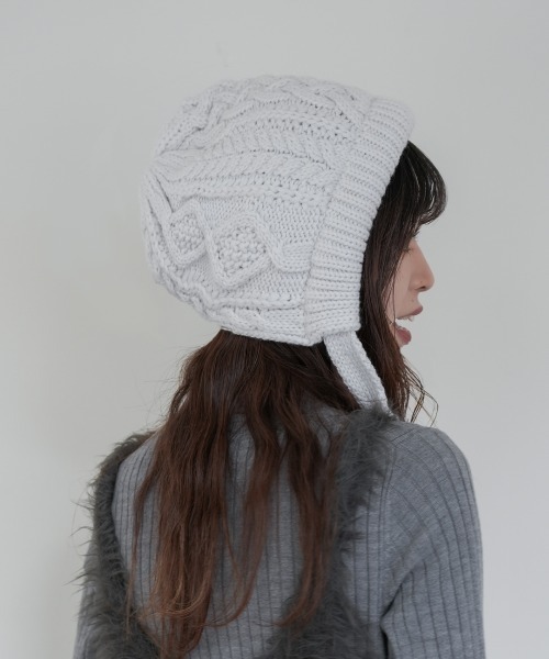 polcadot（ポルカドット）の「ケーブルニット ボンネット（ニットキャップ/ビーニー・レディース・グレー/アイボリー/ブラック/ベージュ・FREE）」の15枚目の写真
