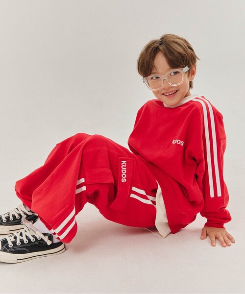 BREEZE（ブリーズ）の「【WEB限定/セットアップ可】サイドラインパンツ_ジュニア対応（スウェットパンツ・キッズ・レッド/ネイビー/オフホワイト/ブラック・90/100/110/120/130/140/150）」の13枚目の写真