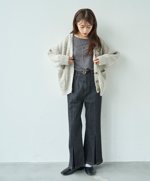 mil(ミル)の「デニム センタープリーツフレアパンツ【588103】(デニムパンツ・レディース・インディゴブルー/ブラック・S-Short/S-Regular/M-Short/M-Regular)」の18枚目の写真