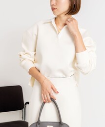 NOLLEY’S Sophi（ノーリーズソフィ）の「《セットアップ対応》ウォッシャブルポロ衿ダンボールカットソープルオーバー（Tシャツ/カットソー・レディース）」