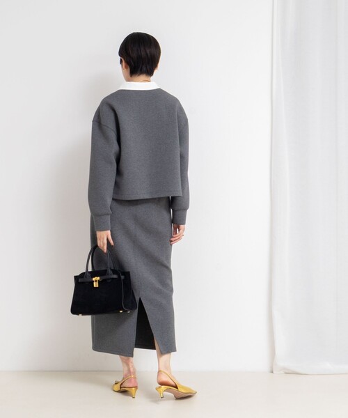 NOLLEY’S Sophi（ノーリーズソフィ）の「《セットアップ対応》ウォッシャブルポロ衿ダンボールカットソープルオーバー（Tシャツ/カットソー・レディース・ブラック/オフホワイト/チャコールグレー・38）」の6枚目の写真