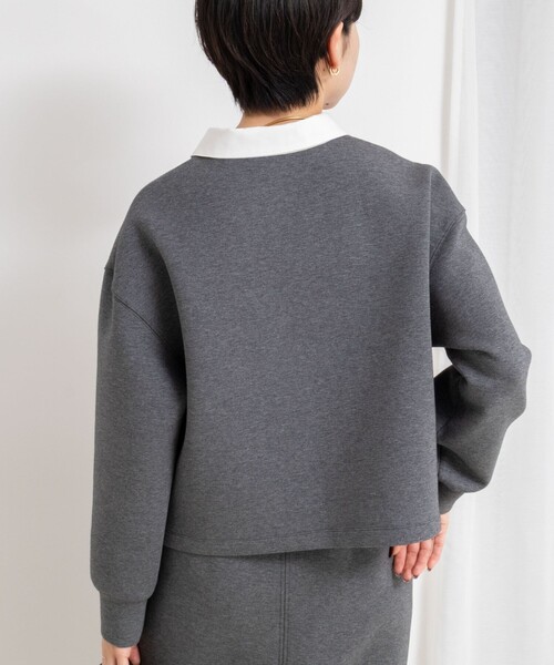 NOLLEY’S Sophi（ノーリーズソフィ）の「《セットアップ対応》ウォッシャブルポロ衿ダンボールカットソープルオーバー（Tシャツ/カットソー・レディース・ブラック/オフホワイト/チャコールグレー・38）」の11枚目の写真