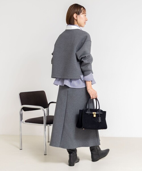 NOLLEY’S Sophi（ノーリーズソフィ）の「《セットアップ対応》ウォッシャブルポロ衿ダンボールカットソープルオーバー（Tシャツ/カットソー・レディース・ブラック/オフホワイト/チャコールグレー・38）」の16枚目の写真