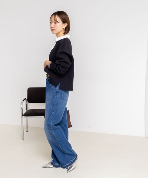 NOLLEY’S Sophi（ノーリーズソフィ）の「《セットアップ対応》ウォッシャブルポロ衿ダンボールカットソープルオーバー（Tシャツ/カットソー・レディース・ブラック/オフホワイト/チャコールグレー・38）」の19枚目の写真