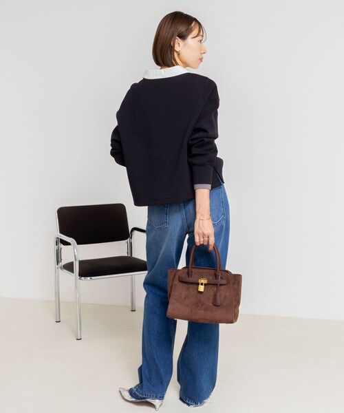 NOLLEY’S Sophi（ノーリーズソフィ）の「《セットアップ対応》ウォッシャブルポロ衿ダンボールカットソープルオーバー（Tシャツ/カットソー・レディース・ブラック/オフホワイト/チャコールグレー・38）」の20枚目の写真