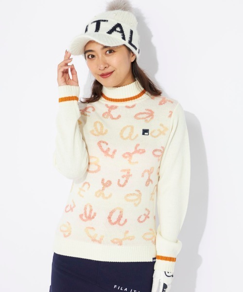 FILA GOLF(フィラゴルフ )の「【FILAGOLF/フィラゴルフ】レディースハイネックセーター|ストレッチニット|段染めデザイン ゴルフ(ニット/セーター・レディース・ブラック/オフホワイト・LARGE/X-LARGE/MEDIUM)」の1枚目の写真