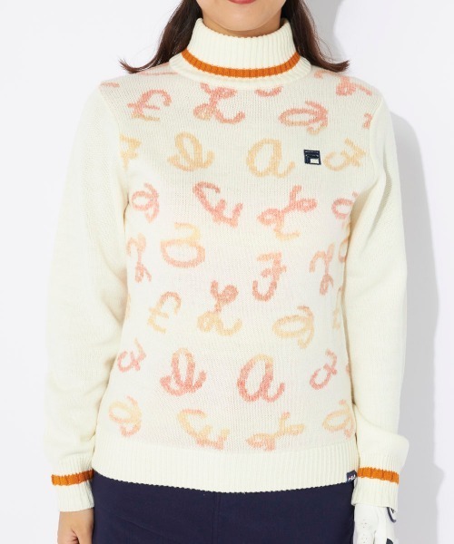 FILA GOLF(フィラゴルフ )の「【FILAGOLF/フィラゴルフ】レディースハイネックセーター|ストレッチニット|段染めデザイン ゴルフ(ニット/セーター・レディース・ブラック/オフホワイト・LARGE/X-LARGE/MEDIUM)」の4枚目の写真