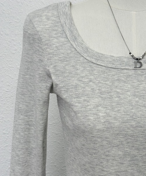 MAISON DE THERESE（メゾン ド テレーズ）の「スクエアネック リブTシャツ（Tシャツ/カットソー・レディース・ブラウン/ホワイト/ダークグレー/グレー/ブラック/アイボリー・M/S/XL/L）」の12枚目の写真