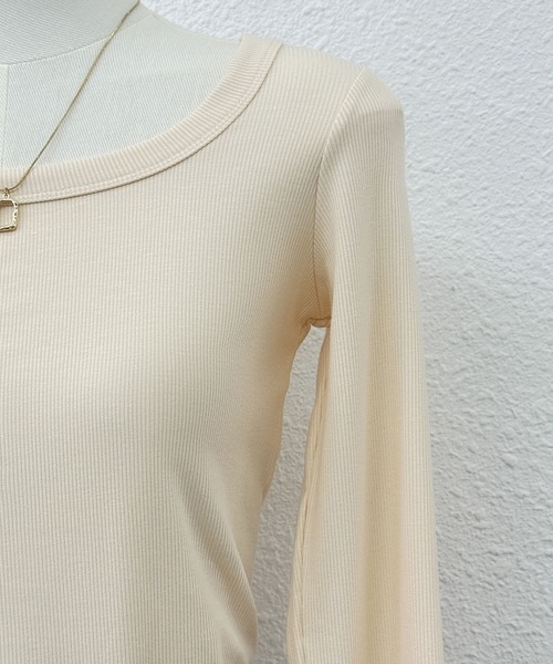 MAISON DE THERESE（メゾン ド テレーズ）の「スクエアネック リブTシャツ（Tシャツ/カットソー・レディース・ブラウン/ホワイト/ダークグレー/グレー/ブラック/アイボリー・M/S/XL/L）」の11枚目の写真