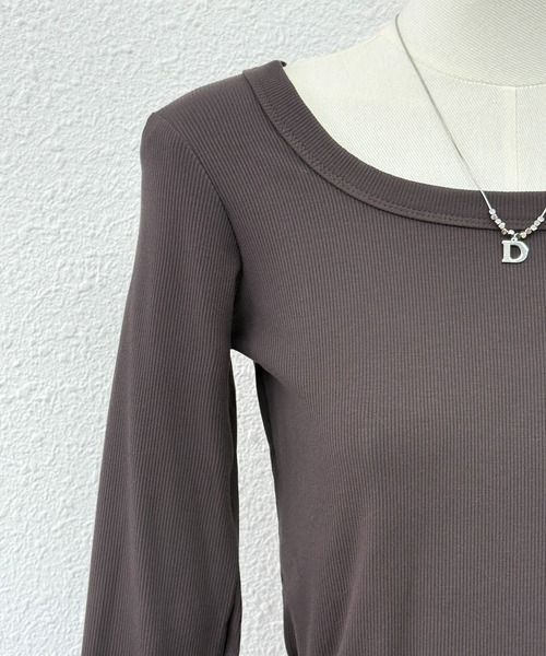 MAISON DE THERESE（メゾン ド テレーズ）の「スクエアネック リブTシャツ（Tシャツ/カットソー・レディース・ブラウン/ホワイト/ダークグレー/グレー/ブラック/アイボリー・M/S/XL/L）」の13枚目の写真