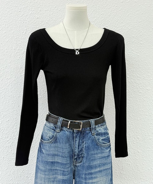 MAISON DE THERESE（メゾン ド テレーズ）の「スクエアネック リブTシャツ（Tシャツ/カットソー・レディース・ブラウン/ホワイト/ダークグレー/グレー/ブラック/アイボリー・M/S/XL/L）」の16枚目の写真