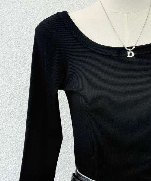 MAISON DE THERESE（メゾン ド テレーズ）の「スクエアネック リブTシャツ（Tシャツ/カットソー・レディース・ブラウン/ホワイト/ダークグレー/グレー/ブラック/アイボリー・M/S/XL/L）」の10枚目の写真