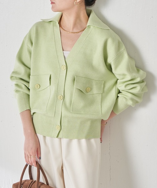 オープンカラーニットカーディガン（カーディガン/ボレロ）｜COLLAGE