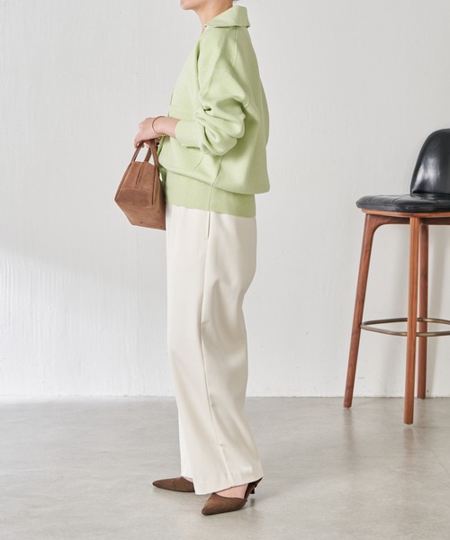 COLLAGE GALLARDAGALANTE（コラージュガリャルダガランテ）の「オープンカラーニットカーディガン（カーディガン/ボレロ・レディース・アイボリー/グリーン・FREE）」の17枚目の写真