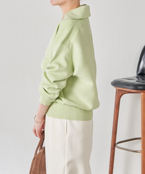 COLLAGE GALLARDAGALANTE（コラージュガリャルダガランテ）の「オープンカラーニットカーディガン（カーディガン/ボレロ・レディース・アイボリー/グリーン・FREE）」の14枚目の写真