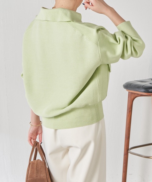 COLLAGE GALLARDAGALANTE（コラージュガリャルダガランテ）の「オープンカラーニットカーディガン（カーディガン/ボレロ・レディース・アイボリー/グリーン・FREE）」の15枚目の写真