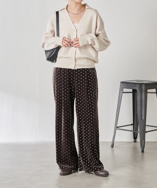 COLLAGE GALLARDAGALANTE（コラージュガリャルダガランテ）の「オープンカラーニットカーディガン（カーディガン/ボレロ・レディース・アイボリー/グリーン・FREE）」の3枚目の写真