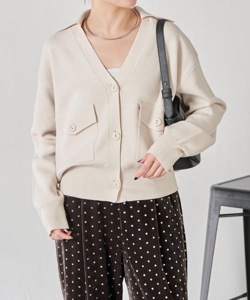 オープンカラーニットカーディガン（カーディガン/ボレロ）｜COLLAGE