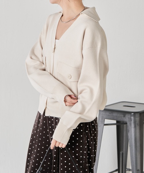 オープンカラーニットカーディガン（カーディガン/ボレロ）｜COLLAGE