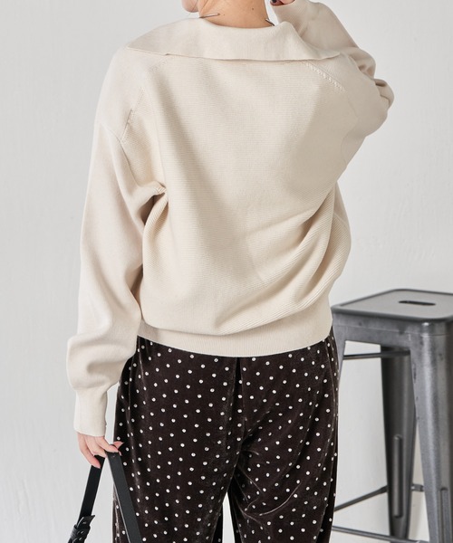 COLLAGE GALLARDAGALANTE（コラージュガリャルダガランテ）の「オープンカラーニットカーディガン（カーディガン/ボレロ・レディース・アイボリー/グリーン・FREE）」の7枚目の写真