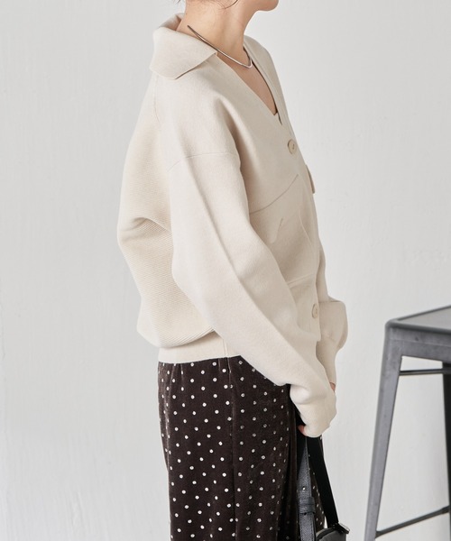 オープンカラーニットカーディガン（カーディガン/ボレロ）｜COLLAGE