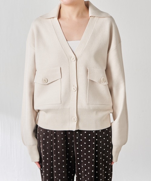 オープンカラーニットカーディガン（カーディガン/ボレロ）｜COLLAGE