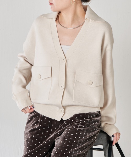 オープンカラーニットカーディガン（カーディガン/ボレロ）｜COLLAGE