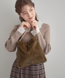 couture brooch（クチュールブローチ）の「フェイクファーチェーンバッグ（トートバッグ）」