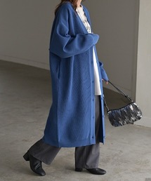 スポンジニットロングカーディガン