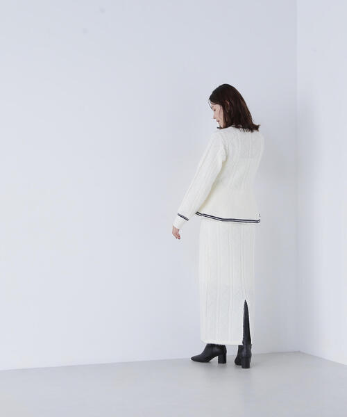 NATURAL BEAUTY BASIC（ナチュラルビューティーベーシック）の「◇ペプラムケーブルニットセットアップ（ワンピース・レディース・ブルー系その他/ホワイト系その他/ブラウン系その他・MEDIUM/P/S）」の11枚目の写真