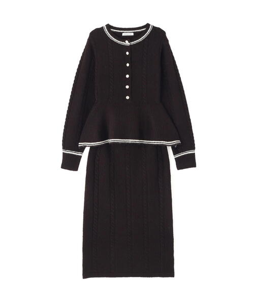 NATURAL BEAUTY BASIC（ナチュラルビューティーベーシック）の「◇ペプラムケーブルニットセットアップ（ワンピース・レディース・ブルー系その他/ホワイト系その他/ブラウン系その他・MEDIUM/P/S）」の13枚目の写真