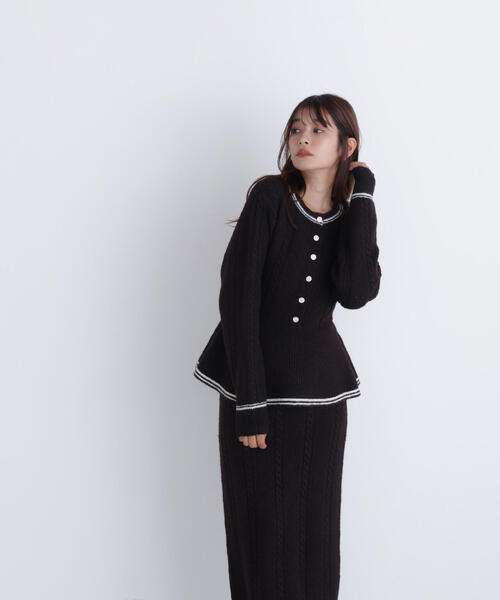 NATURAL BEAUTY BASIC（ナチュラルビューティーベーシック）の「◇ペプラムケーブルニットセットアップ（ワンピース・レディース・ブルー系その他/ホワイト系その他/ブラウン系その他・MEDIUM/P/S）」の15枚目の写真