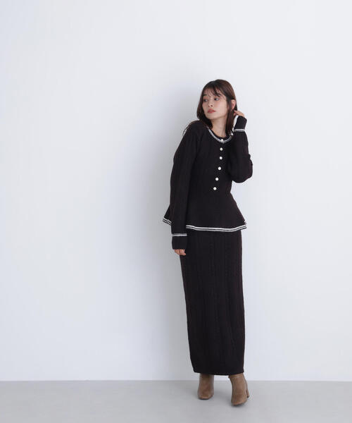 ◇ペプラムケーブルニットセットアップ（ワンピース）｜NATURAL BEAUTY