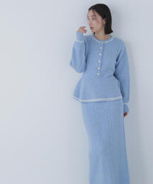 NATURAL BEAUTY BASIC | ◇ペプラムケーブルニットセットアップ(ワンピース)